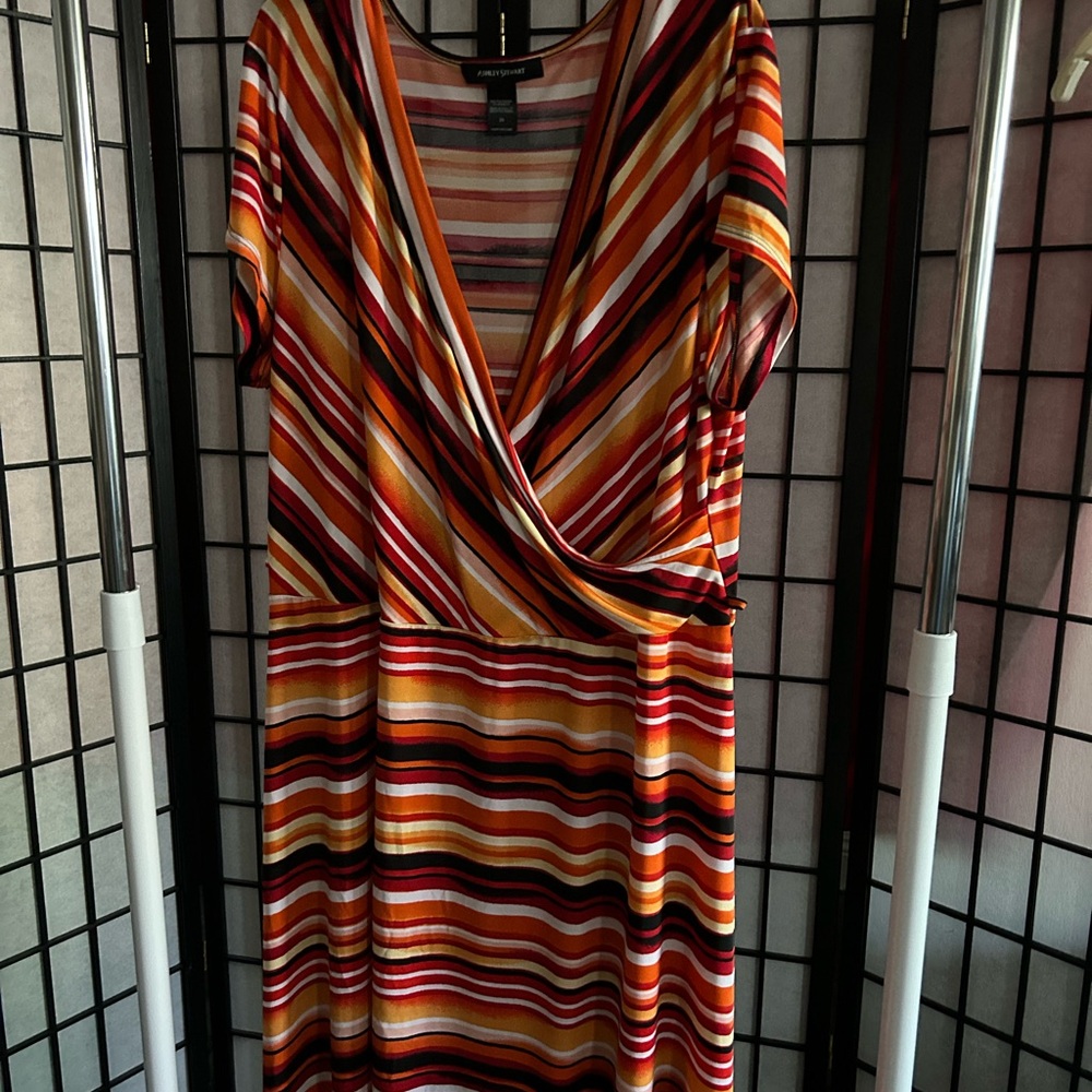 Ashley Stewart Orange Brown V-Neck Sundress